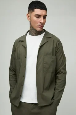 Tall Stretch Utility Pocket Shirt and Cargo Trouser Set in Khaki