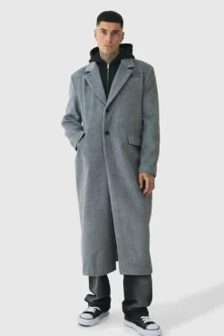 Tall Super Relaxed Hybrid Hooded Wool Overcoat