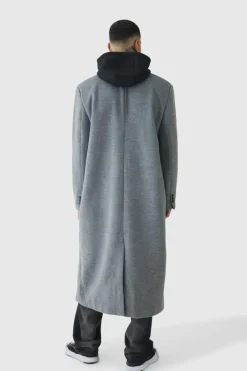 Tall Super Relaxed Hybrid Hooded Wool Overcoat