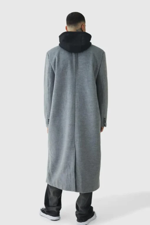 Tall Super Relaxed Hybrid Hooded Wool Overcoat