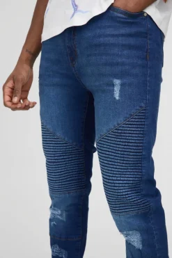 Tall Super Skinny Busted Knee Biker Jeans