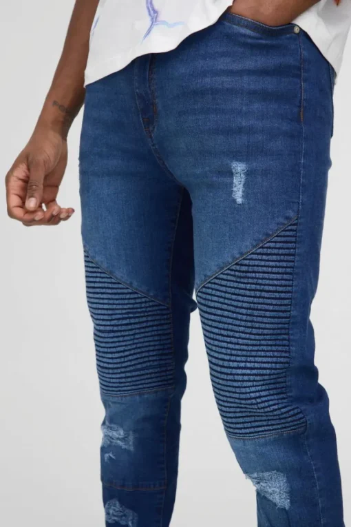 Tall Super Skinny Busted Knee Biker Jeans