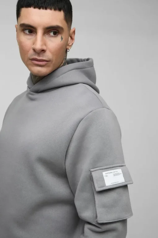 Tall Super Stacked Woven Tab Cargo Hooded Tracksuit