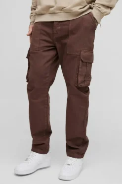 Tall Tapered Fit Cargo Trousers in Chocolate