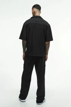 Tall Textured Pleated Zip Up Shirt
