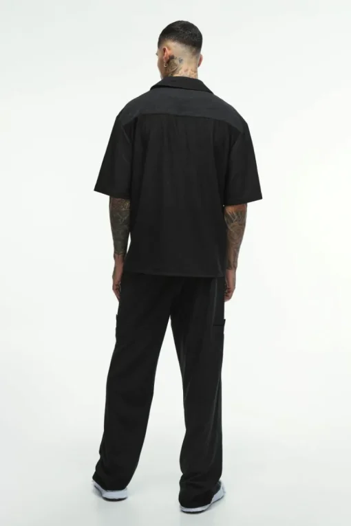 Tall Textured Pleated Zip Up Shirt
