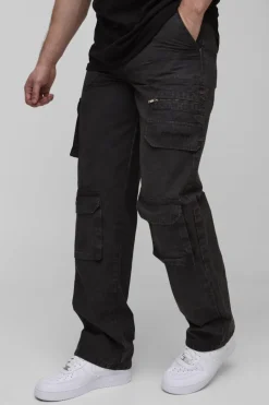 Tall Washed Ripstop Embroidered Relaxed Fit Cargo Trousers