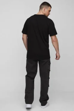 Tall Washed Ripstop Embroidered Relaxed Fit Cargo Trousers