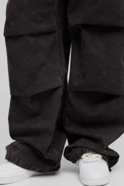 Tall Washed Ripstop Pleat Knee Parachute Pants