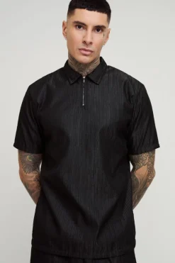 Tall Woven Rib Texture Polo and Trouser Set