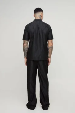 Tall Woven Rib Texture Polo and Trouser Set