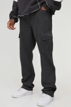 Tall Zip Hem Straight Fit Cargo Jeans