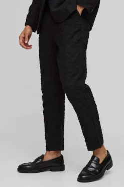 Tapered Fit Jacquard Textured Suit Trouser