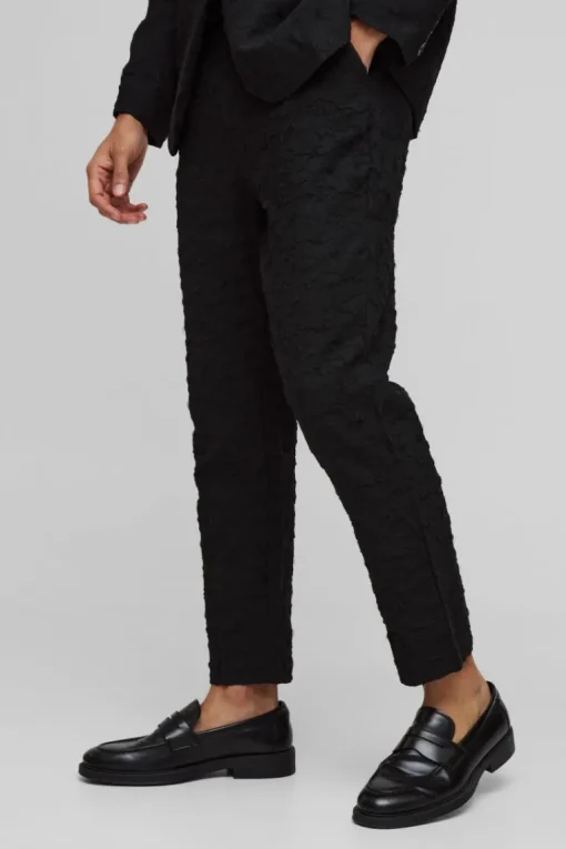 Tapered Fit Jacquard Textured Suit Trouser