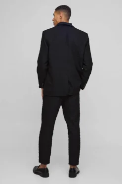 Tapered Fit Jacquard Textured Suit Trouser