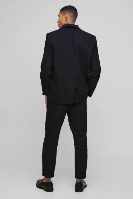 Tapered Fit Jacquard Textured Suit Trouser
