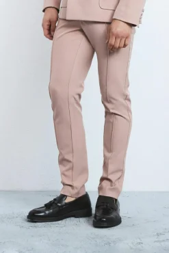 Textured Adjustable Waist Skinny Suit Trousers