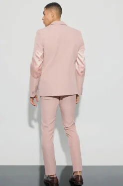 Textured Adjustable Waist Skinny Suit Trousers