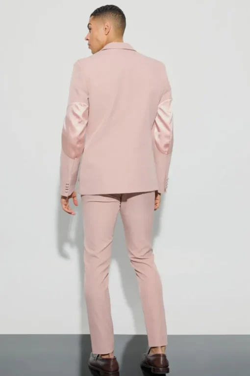 Textured Adjustable Waist Skinny Suit Trousers