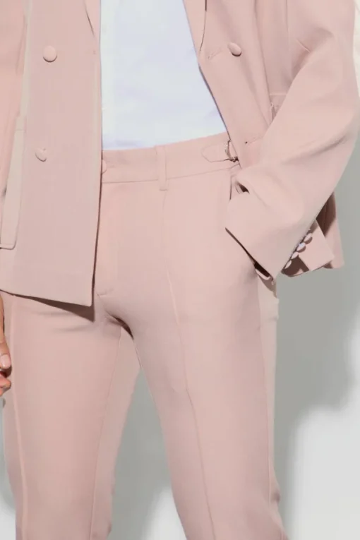 Textured Adjustable Waist Skinny Suit Trousers