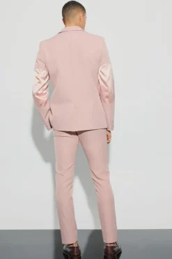 Textured Double Breasted Elbow Patch Suit