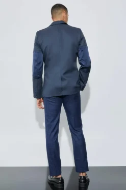 Textured Elbow Patch Slim Fit Blazer & Waistcoat
