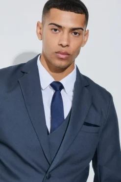 Textured Elbow Patch Slim Fit Blazer & Waistcoat
