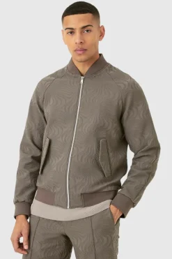 Textured Regular Fit Tailored Bomber Jacket
