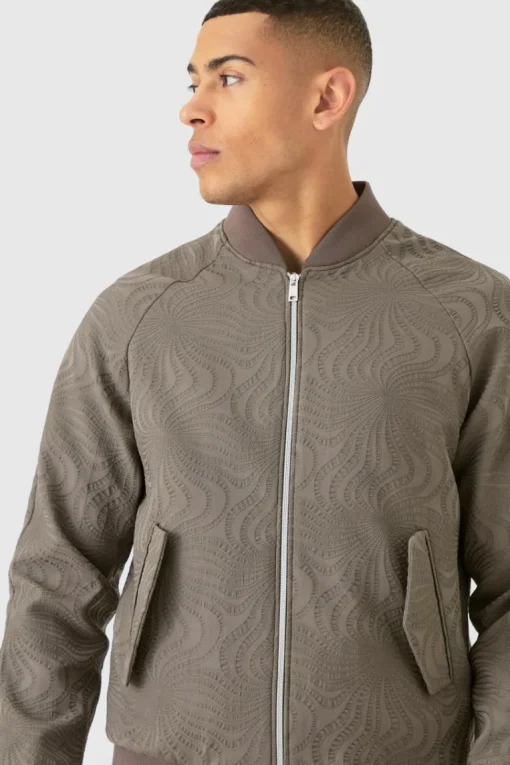 Textured Regular Fit Tailored Bomber Jacket