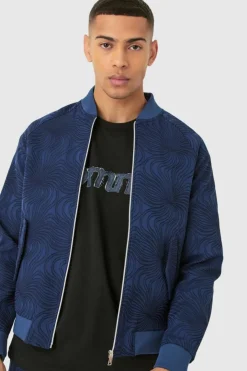 Textured Regular Fit Tailored Bomber Jacket