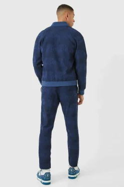 Textured Regular Fit Tailored Bomber Jacket