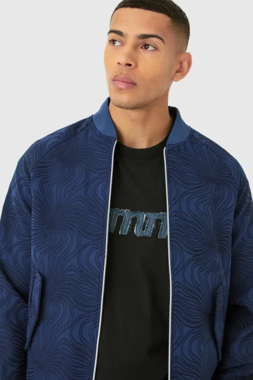 Textured Regular Fit Tailored Bomber Jacket