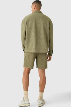 Textured Satin Oversized Fit Zip Up Harrington Suit