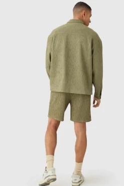 Textured Satin Oversized Fit Zip Up Harrington Jacket