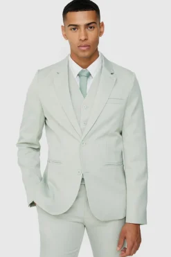 Textured Slim Suit Set in Sage
