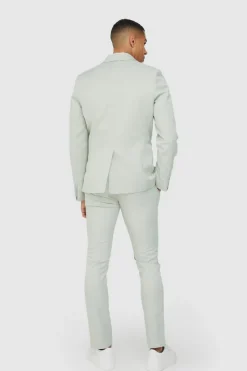 Textured Slim Suit Set in Sage