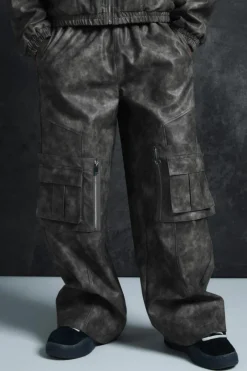 Trippie Redd Relaxed Faux Leather Elastic Waist Cargo Trouser