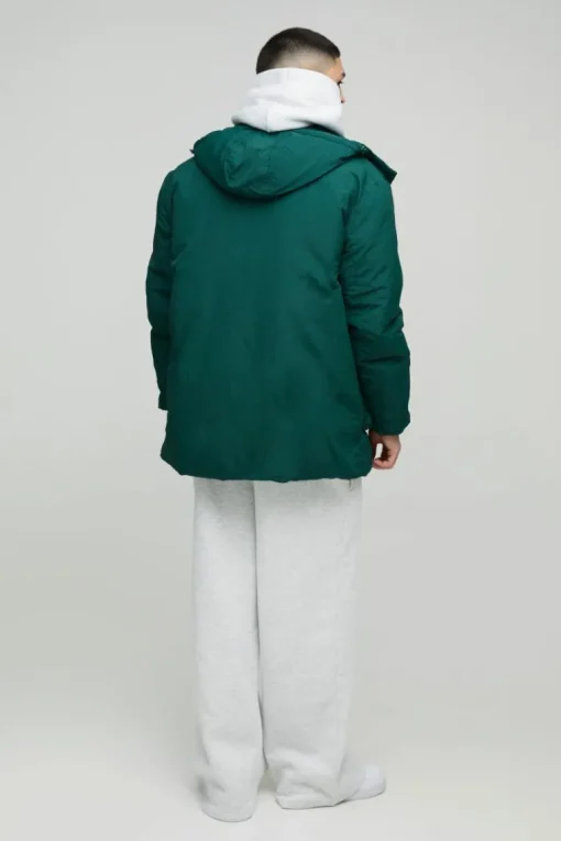 Utility Pocket Hooded Parka In Green