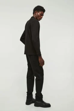 V Neck Long Sleeve Jacquard Polo