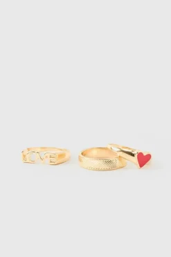 Valentines Rings In Gold 3 Pack