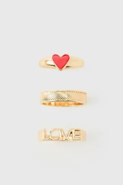 Valentines Rings In Gold 3 Pack