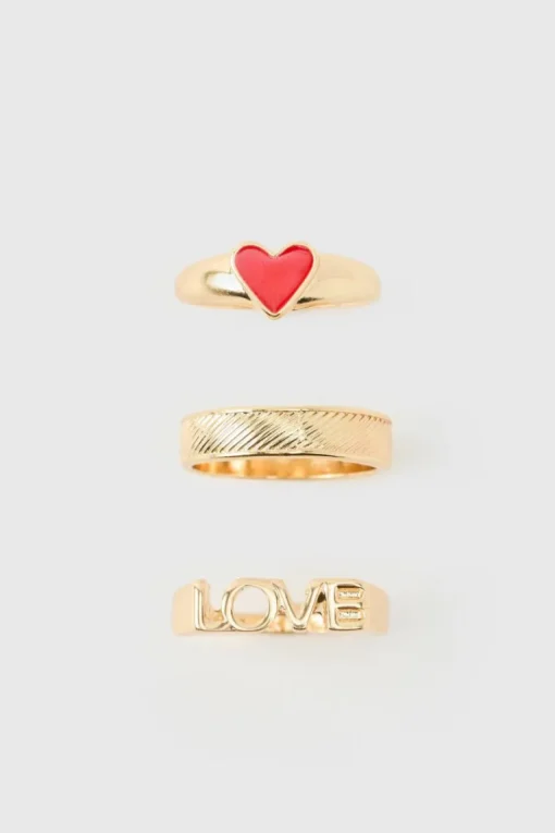 Valentines Rings In Gold 3 Pack