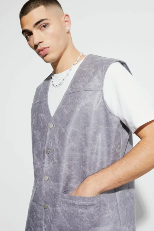Vintage Pu Oversized Waistcoat Vest