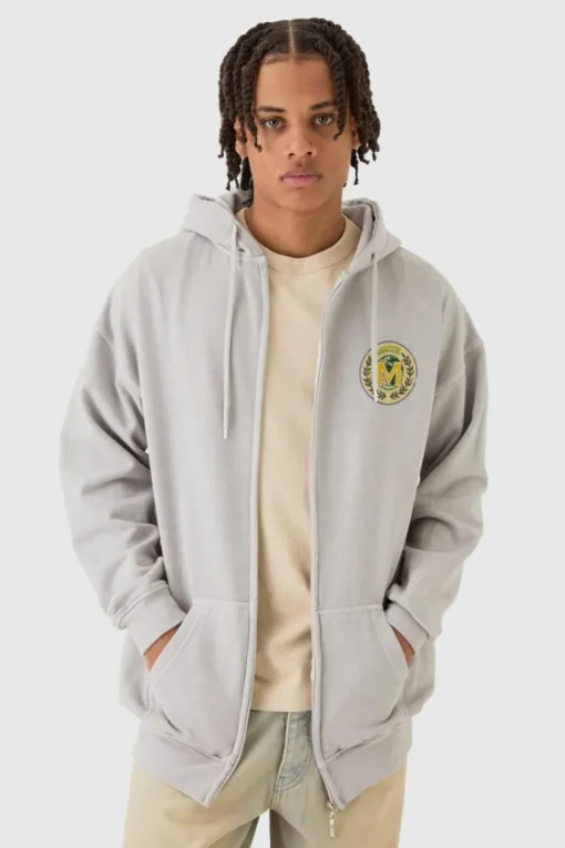 Washed Limited Zip Through Hoodie