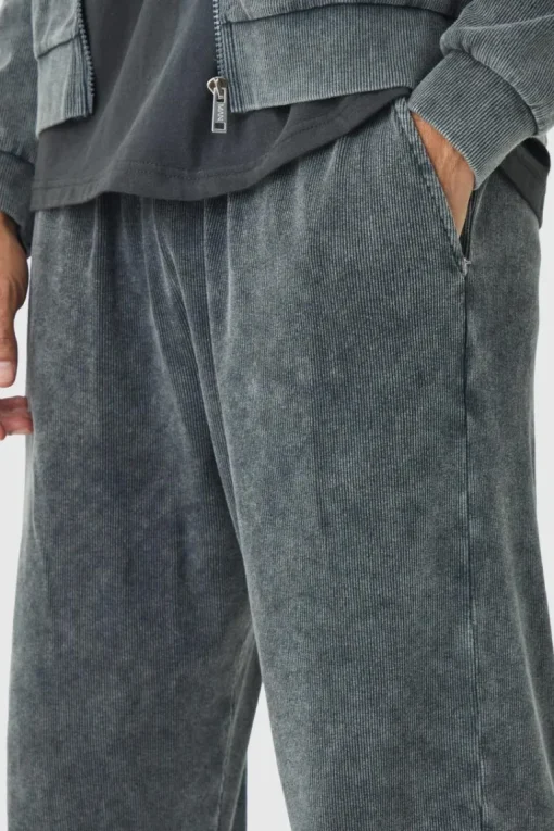 Washed Rib Straight Leg Jogger