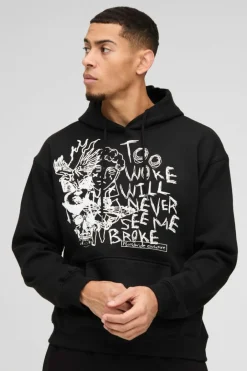 Washed Too Woke Graphic Hoodie