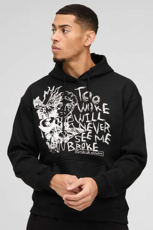 Washed Too Woke Graphic Hoodie