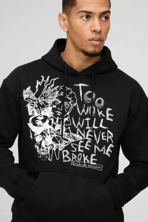 Washed Too Woke Graphic Hoodie