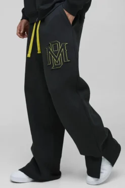 Wide Leg BM Varsity Applique Split Hem Jogger