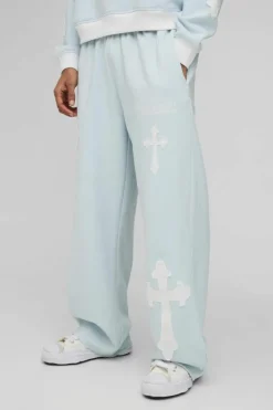 Wide Leg Limited Edition Cross Applique Joggers